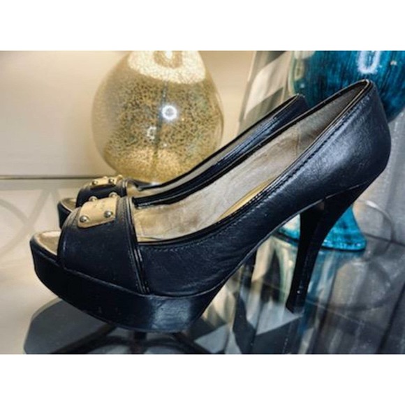 Michael Kors Black Peep Toe Platform Stiletto Heels. - Picture 1 of 7